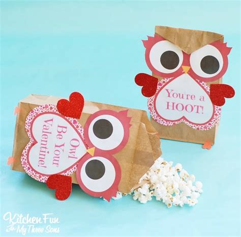 Valentine Owl Craft Paper Treat Bags With A Free Printable Kitchen