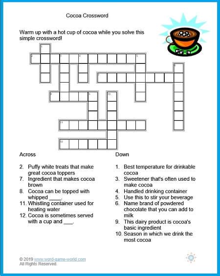 Easy Printable Crossword Puzzles For Seniors That Are