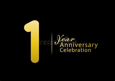 1 Years Anniversary Celebration Logotype Gold Color Vector 1st
