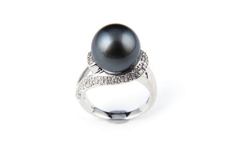 Black Pearl Rings 11mm Aaa Gem Quality Black Tahitian Pearl Ring W