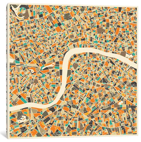 Abstract City Map Of London By Jazzberry Blue 12x12x75