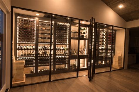 San Juan Capistrano Glass Contemporary Modern Wine Cellar Wine Wall