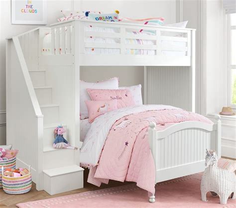 Catalina Stair Loft Bed For Kids And Lower Bed Set Pottery Barn Kids