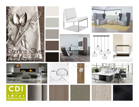 Inspiration Board Sterling Silver Materials Board Interior Design