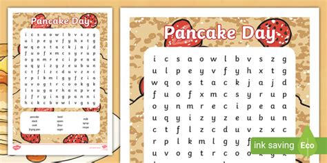 Pancake Day Word Search Teacher Made