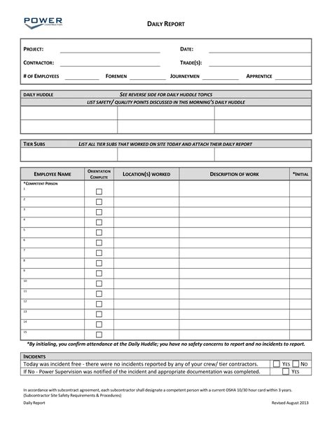 Employee Daily Report Templates At
