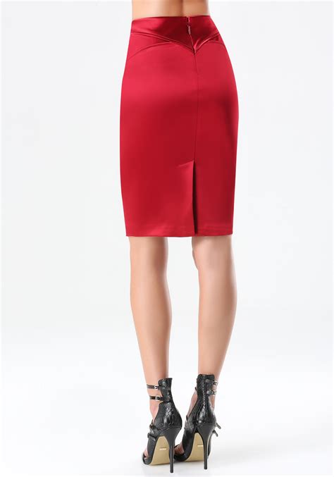 Lyst Bebe Tiana Detailed Pencil Skirt In Red