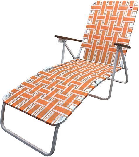 Outdoor Spectator Classic Webbed Folding Chaise Lounger Camplawn Chair Orange