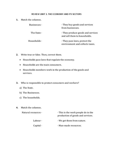 Review Unit 3 Social Pdf Tertiary Sector Of The Economy Secondary
