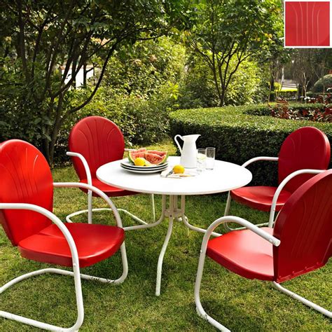 Shop Crosley Furniture Griffith 5 Piece Red Metal Frame Patio Dining