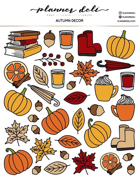 Free Autumn Deco Printable Stickers Planner Deli