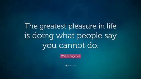 Walter Bagehot Quote The Greatest Pleasure In Life Is