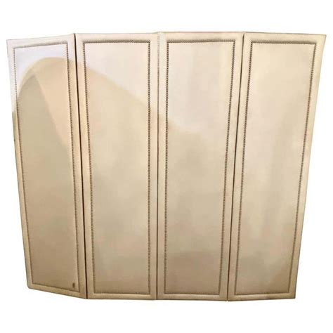 The front is aged sheet music with a super imposed baby grand piano; Four Panel White Linen Upholstered Screen or Room Divider ...