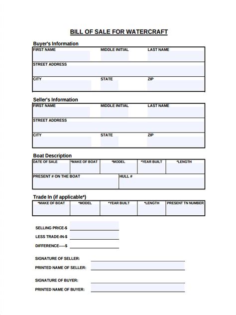 For example, a buyer of a boat can transfer ownership to the seller in various ways such as by giving cash, credit, or by presenting a check with a. FREE 5+ Sample Watercraft Bill of Sale Forms in MS Word | PDF