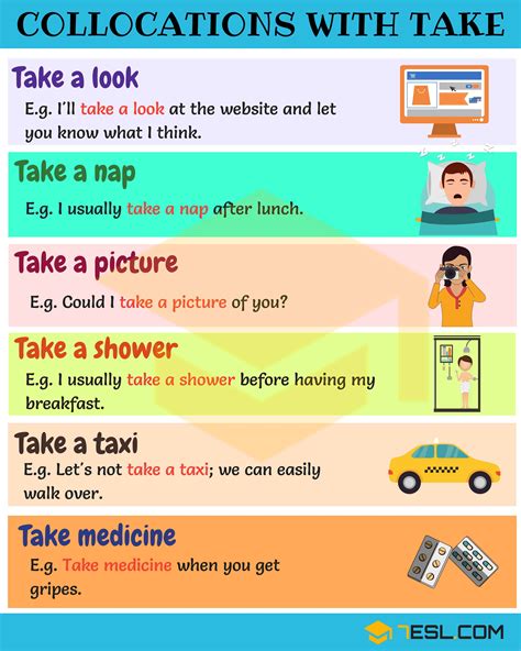 Expressions With Take 46 Collocations With Take • 7esl