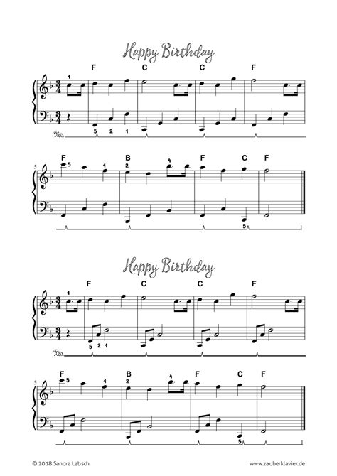 Kostenloser kalender zum ausdrucken mit feiertagen für 2021 und jedes jahr. Klaviernoten | "Happy Birthday" mittelleichte Version (PDF ...