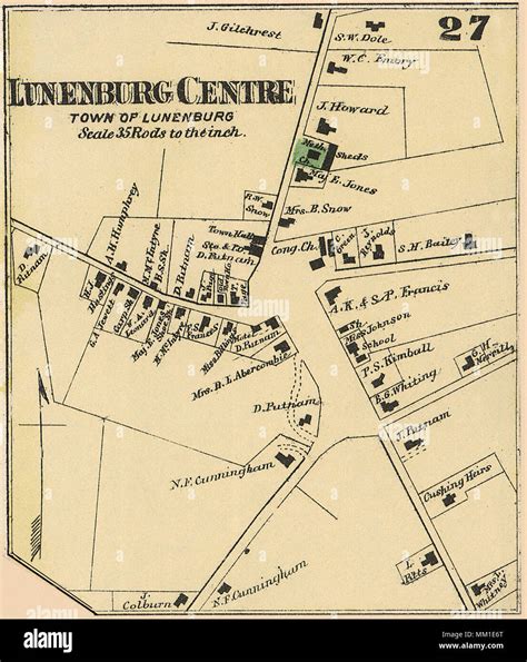Map Of Lunenburg 1870 Stock Photo Alamy