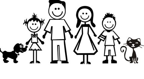Dibujo de una familia feliz para niños. Dibujos del Día de la Familia para imprimir y pintar ...