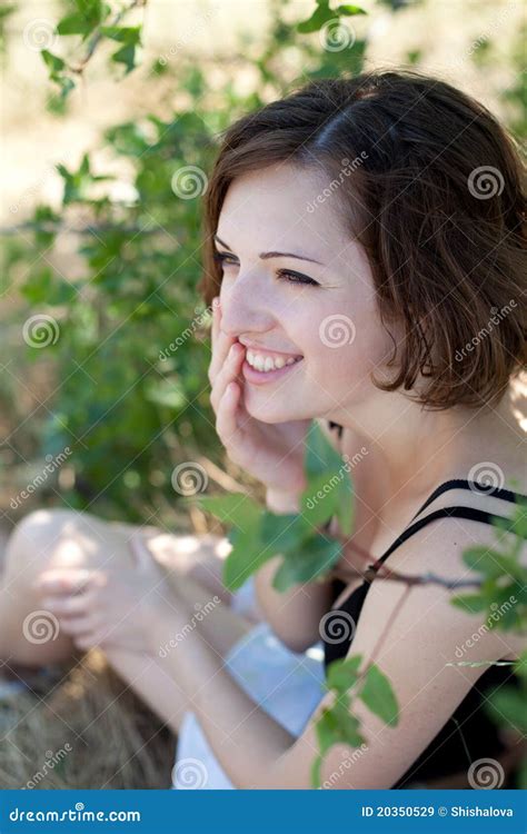 Young Beautiful Smiling Woman Outdoors Stock Image Image Of Sensuality Person 20350529