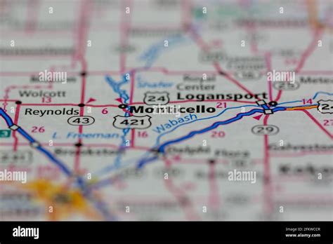 Monticello Indiana Usa Shown On A Geography Map Or Road Map Stock Photo