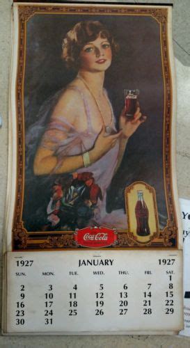 Original 1927 Coca Cola Coke Calendar Pinup Flapper Great Condition