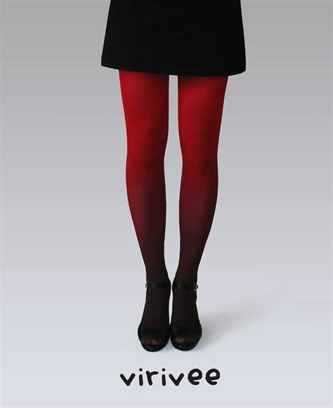 Ombre Tights Black Red Etsy Ombre Tights Black Tights Black To Red Ombre