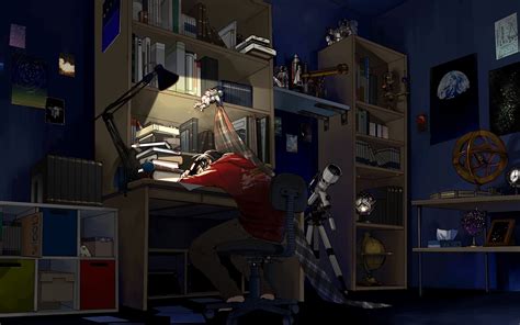 Books Anime Boy Art Anime Sleep Night Art Room Wallpapers Hd