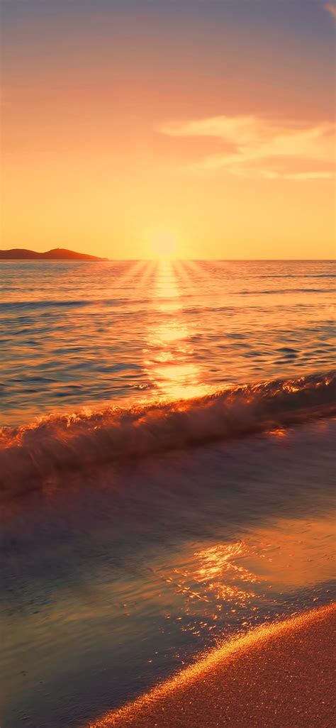 1125x2436 Sea Sunset Beach Sunlight Long Exposure 4k