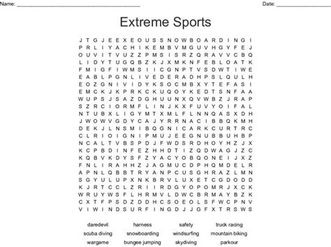 Extreme Sports Word Search Wordmint Word Search Printable