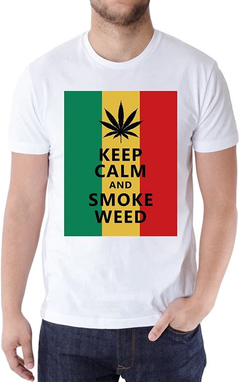 Keep Calm And Smoke Weed Motivation Rasta T Shirt Mens T Shirt Xx Large Clothing