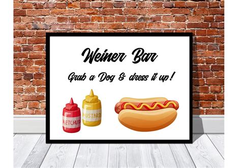 Printable Hot Dog Bar Sign Printable Table Sign Hot Dog Sign Dress It