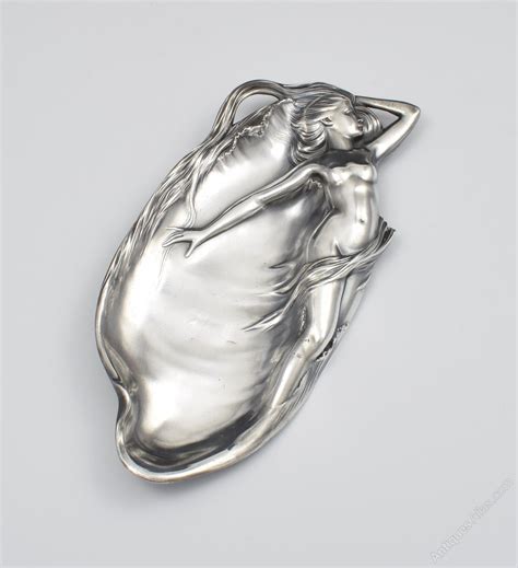 Antiques Atlas Art Nouveau Pewter Card Tray Reclining Nude WMF