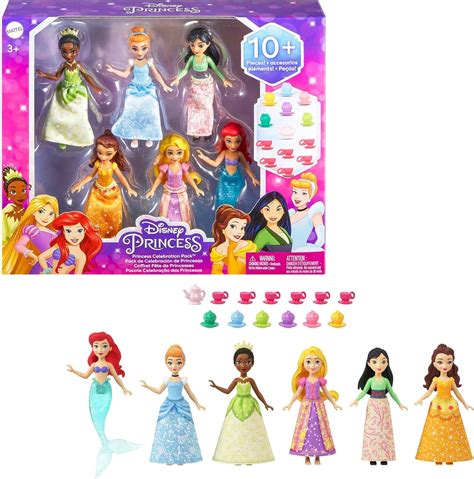 Mattel Disney Princess Toys 6 Posable Small Dolls With