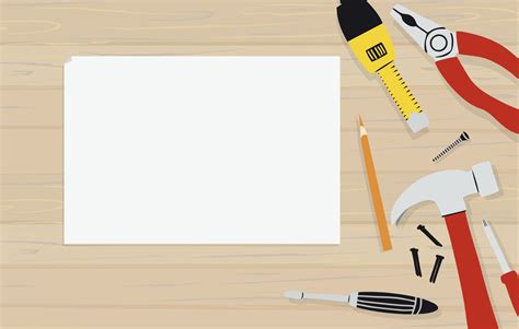 Construction tools for repair on wooden background. Vector flat