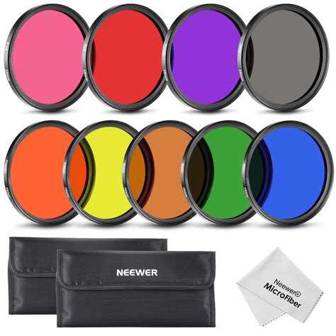 Neewer 9 Pieces 58mm Complete Full Color Lens Filter Set for SLR Camera