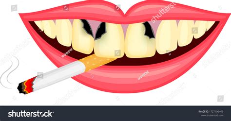 cigarrillo en boca humana fumar causa vector de stock libre de regalías 1727106463