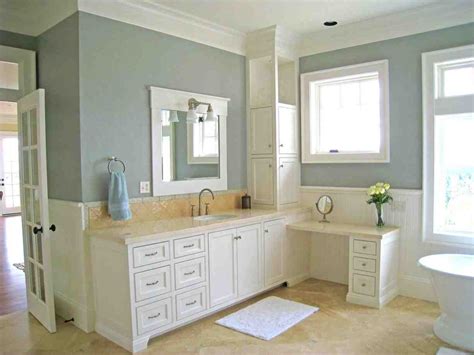 Paint you walls a neutral color such as beige and have dark wood bathroom cabinets with hard edged metal fixtures that can create the look of modern home design. Bathroom Cabinet Paint Colors - Home Furniture Design