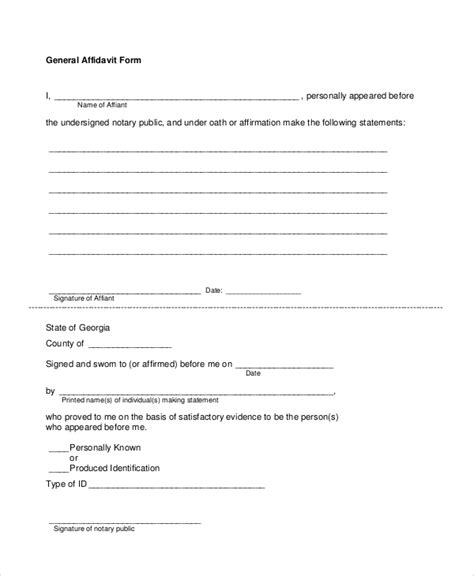 printable affidavit statement form tutoreorg master  documents