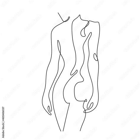 Abstract Line Art Woman Body Minimalistic Black Lines Drawing Of Naked