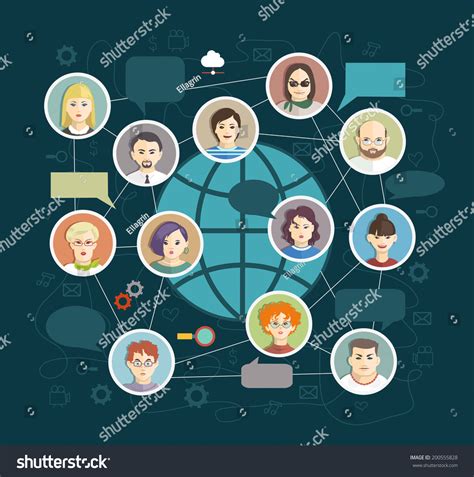 Social Media Circles Network Illustration Vector Icon 200555828