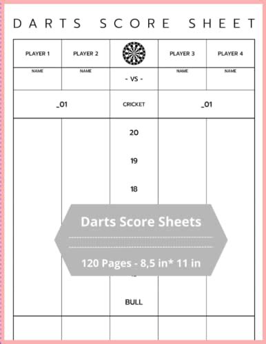 Dart Score Sheets 120 Simple Score Cards For Dart Score Players