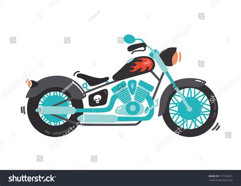 Cute Chopper Motorcycle Vector Illustration Cartoon Vector De Stock