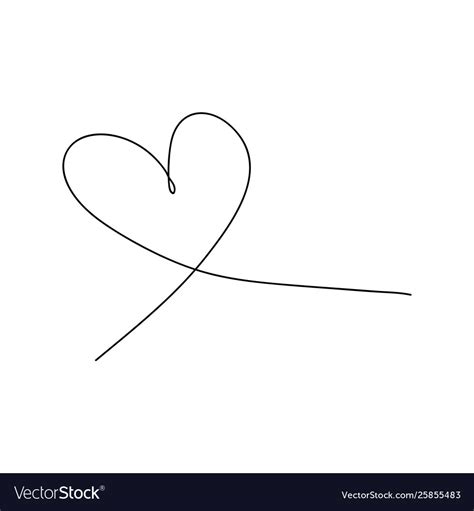 Heart Drawing In Continuous Line Royalty Free Vector Image