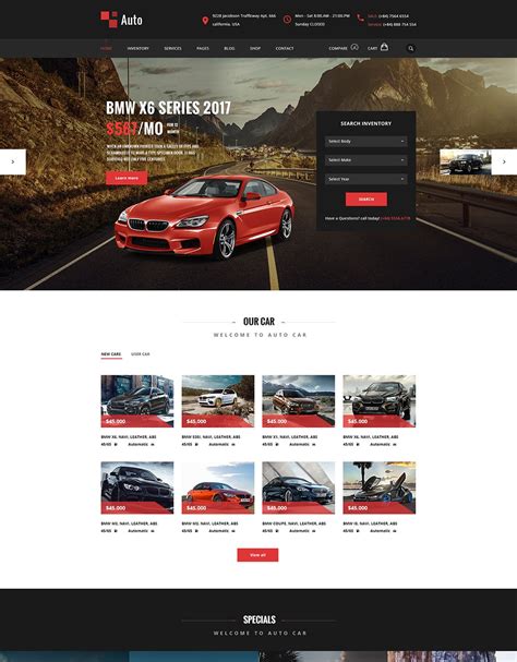 Auto Modern Car Rental Service Psd ~ Website Templates ~ Creative Market