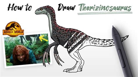 How To Draw Therizinosaurus Dinosaur From Jurassic World Dominion Easy Step By Step Youtube