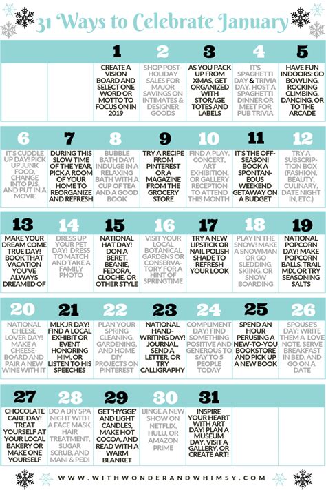 31 Ways To Celebrate January A Bucket List Of Small Simple Ways To