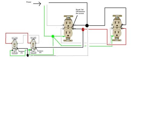 I have power (12/2) coming into a box with a three way switch, then a 14/3 line going to an outlet, then another 3 outlets until finally going to a box with the other three way. How do I go about wiring two split circuit outlets controlled by two switches? Power is coming ...