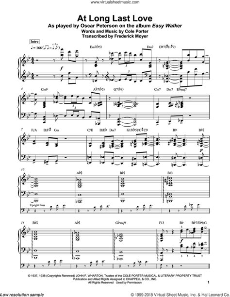 At Long Last Love Sheet Music For Piano Solo Transcription