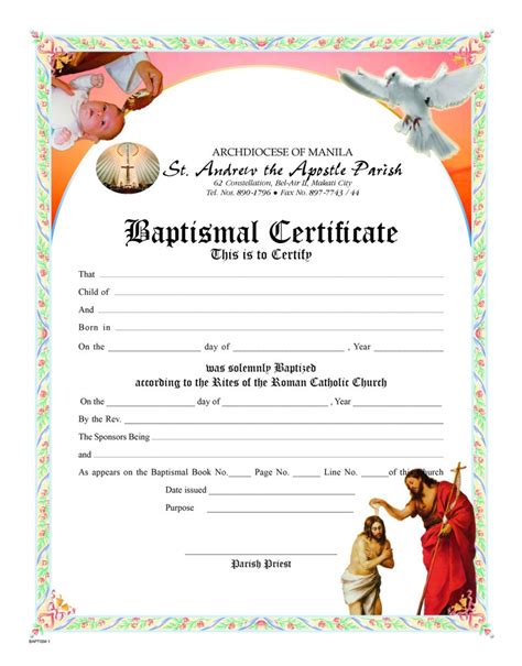 Sample Baptismal Certificate