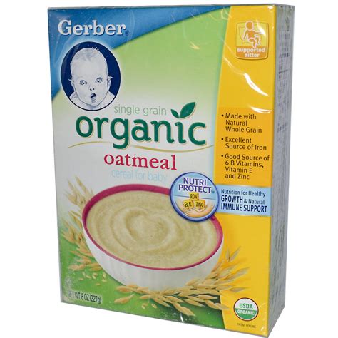 Gerber Organic Cereal For Baby Single Grain Oatmeal 8 Oz 227 G Iherb